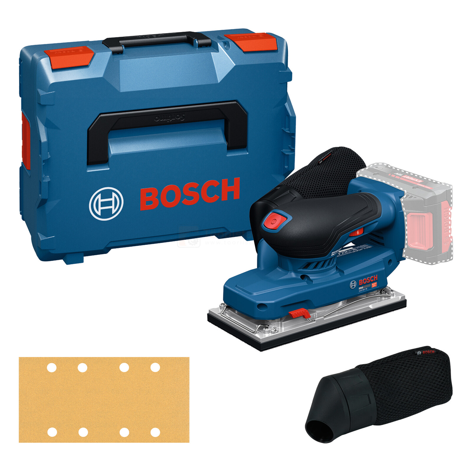 Bosch akumulācijas slīpmašīna GSS18V-18 + L-Boxx, bez akumulatora un lādētāja